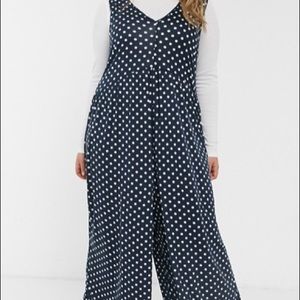 ASOS CURVE lounge curved smock jumpsuit navy